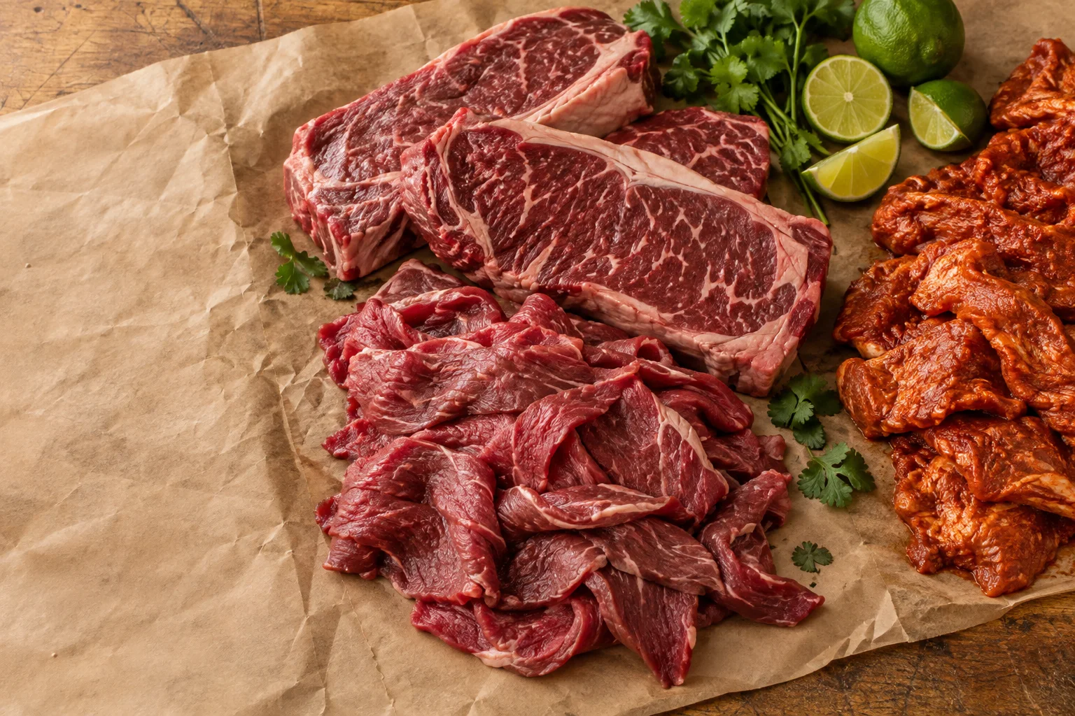 Illustrative selection of meat for grilling